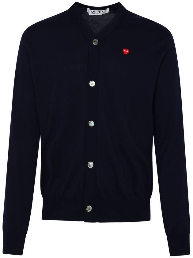 Men's Red Heart Wappen Cardigan Navy - COMME DES GARCONS PLAY - BALAAN 1