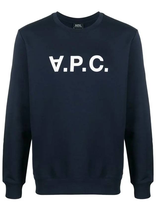 Men's VPC Logo Print Crew Neck Sweatshirt Navy - A.P.C. - BALAAN 2