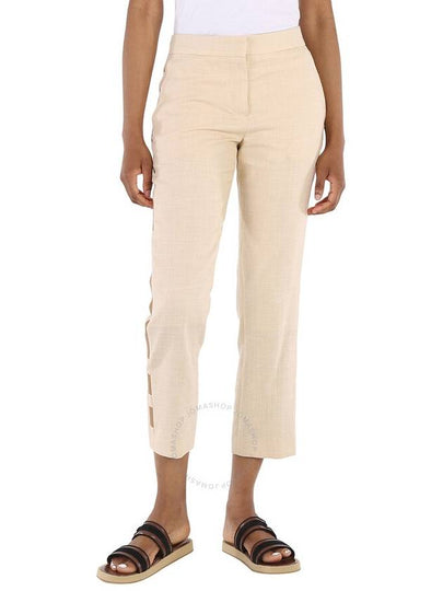 Addison Linen Wool Silk Straight Pants Beige - BURBERRY - BALAAN 2