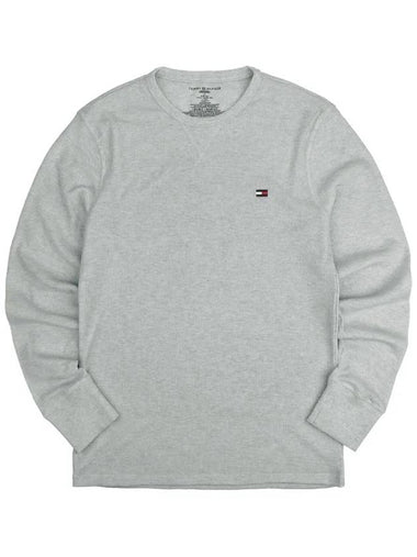 Waffle crew neck long sleeve tshirt long sleeve gray T3585 - TOMMY HILFIGER - BALAAN 1