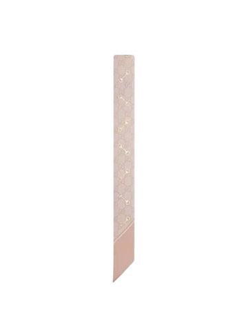 Horsebit GG Print Silk Neck Bow Scarf Rose Pink - GUCCI - BALAAN 1