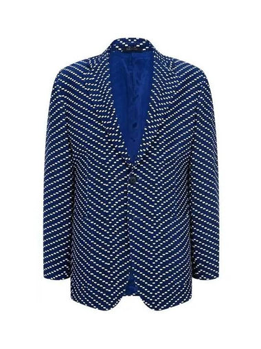 Men s Patterned Mesh Single Jacket Light Navy 271659 - GIORGIO ARMANI - BALAAN 1