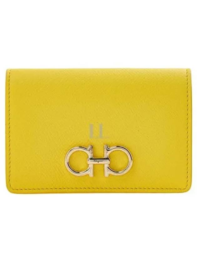 Gancini Leather Card Wallet Yellow - SALVATORE FERRAGAMO - BALAAN 2