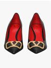 V Logo Signature Smooth Leather Pumps Black - VALENTINO - BALAAN 4