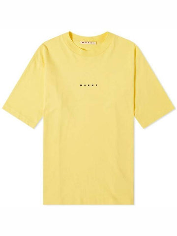 Logo Cotton Short Sleeve T-Shirt Yellow - MARNI - BALAAN 1