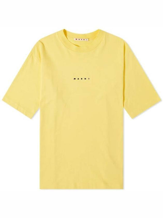 Logo Cotton Short Sleeve T-Shirt Yellow - MARNI - BALAAN 1