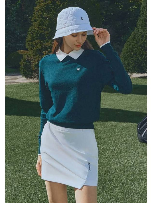 Women s Soft Touch Collar Combined Knit Pullover Green - CLEVELAND GOLF - BALAAN 1