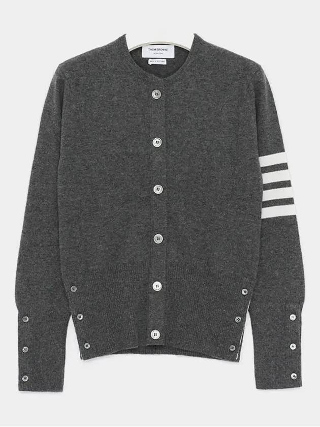 Cashmere Crew Neck Cardigan Medium Grey - THOM BROWNE - BALAAN 4