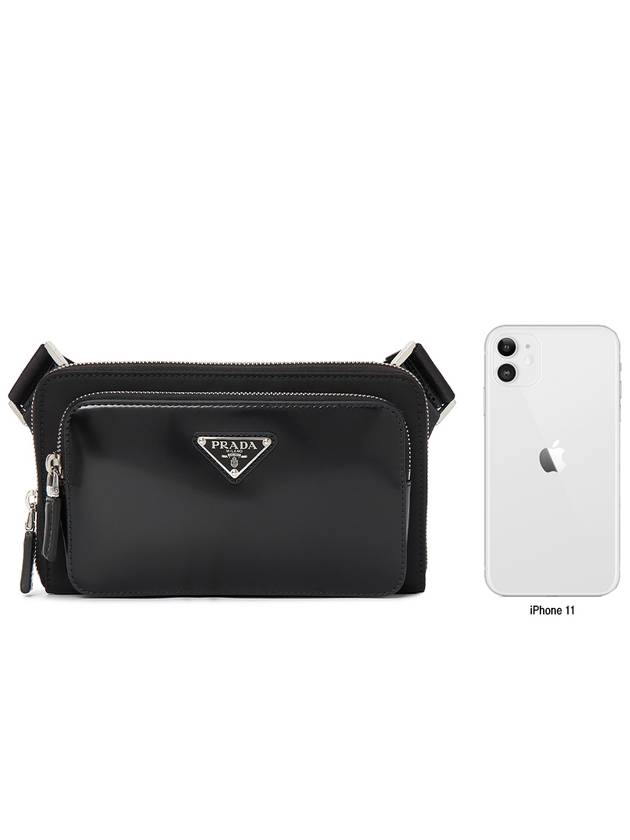 Triangle Logo Brushed Leather Shoulder Bag Black - PRADA - BALAAN 10