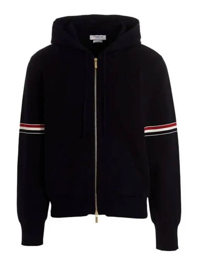 Cotton Milano Armband Zip Up Hoodie Navy - THOM BROWNE - BALAAN 2