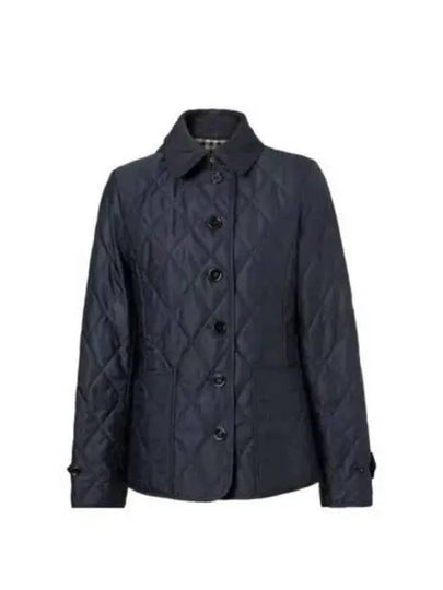 Women's Diamond Quilted Thermoregulated Check Jacket Midnight - BURBERRY - BALAAN 2