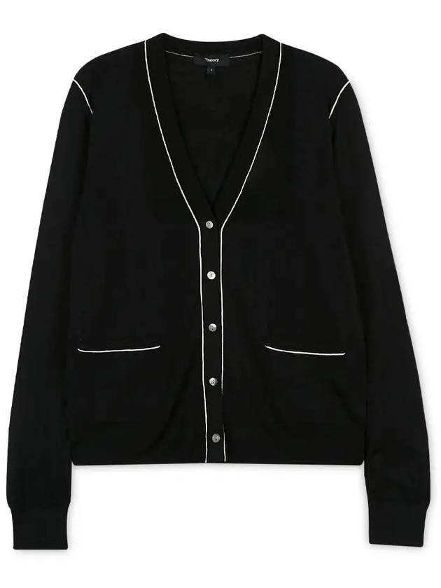 Women's Washable Silk V-Neck Cardigan Black - THEORY - BALAAN 4