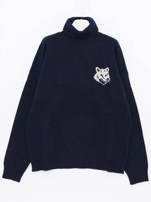 Fox Head Intarsia Comfort Turtleneck Ink Blue - MAISON KITSUNE - BALAAN 2