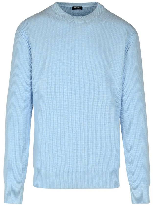 Zegna Light Blue Cashmere Sweater - ERMENEGILDO ZEGNA - BALAAN 1