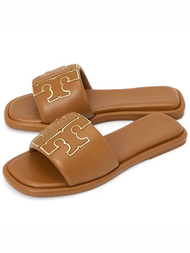 Double T Slide Slippers Brown - TORY BURCH - BALAAN 2