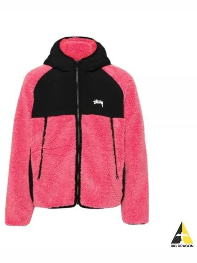 118530 PINK Sherpa Panel Hooded Jacket - STUSSY - BALAAN 1