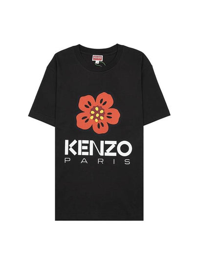 Women's Boke Flower Loose Fit Cotton Short Sleeve T-Shirt Black - KENZO - BALAAN 2