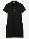 Women's Slim Fit Stretch Cotton Pique Polo Short Dress Black - LACOSTE - BALAAN 2