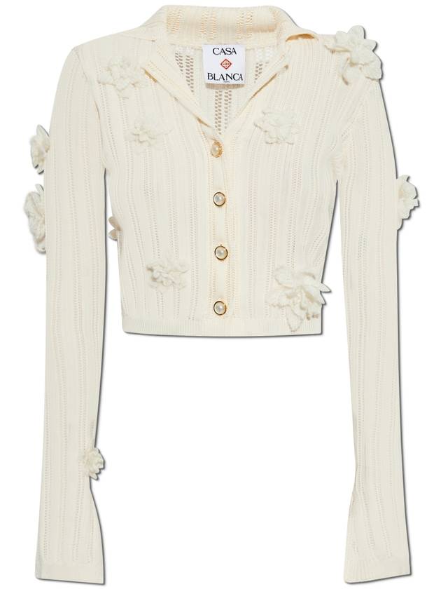 Casablanca Cardigan With Patches, Women's, White - CASABLANCA - BALAAN 1