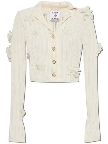 Casablanca Cardigan With Patches, Women's, White - CASABLANCA - BALAAN 1