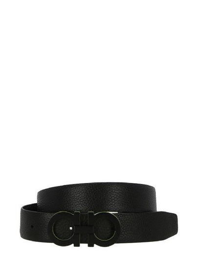 Gancini Reversible Leather Belt Black - SALVATORE FERRAGAMO - BALAAN 2