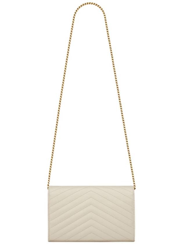 Monogram Matelasse Chain Shoulder Bag White - SAINT LAURENT - BALAAN 3