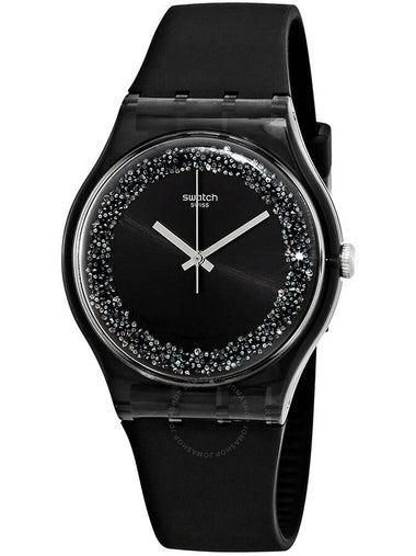 Swatch Darksparkles Black Dial Black Silicone Ladies Watch SUOB156 - SWATCH - BALAAN 1