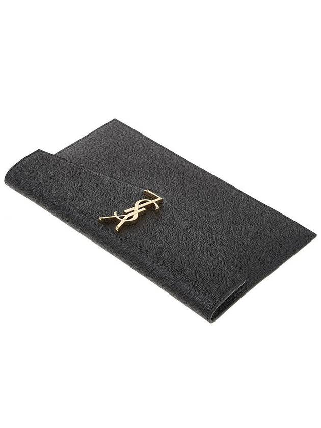 Uptown Envelope Monogram Leather Clutch Bag Black - SAINT LAURENT - BALAAN 5