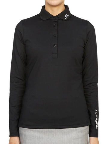 Women's Tour Tech Long Sleeve Polo Black - J.LINDEBERG - BALAAN 1