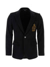 Crown Logo Single Breasted Jacket Black - DOLCE&GABBANA - BALAAN 1