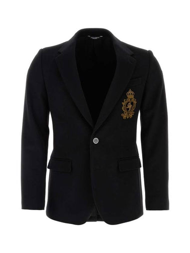 Crown Logo Single Breasted Jacket Black - DOLCE&GABBANA - BALAAN 1