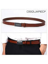 Three Stripes Lettering Leather Belt Red - DSQUARED2 - BALAAN 2