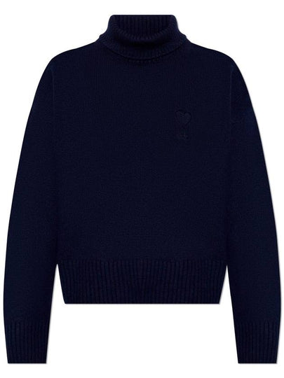 Embossed Logo Turtleneck Navy - AMI - BALAAN 2