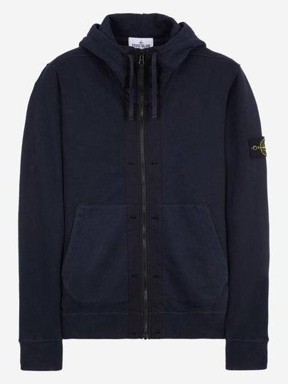 Wappen Patch Cotton Fleece Zip Up Hoodie Navy - STONE ISLAND - BALAAN 2