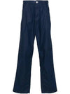 Marina Mid Rise Cotton Canvas Wide Pants Royal Blue - STONE ISLAND - BALAAN 2