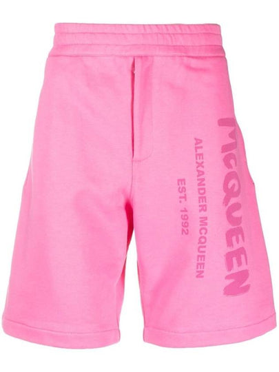 Men's Graffiti Logo Cotton Shorts Pink - ALEXANDER MCQUEEN - BALAAN 2