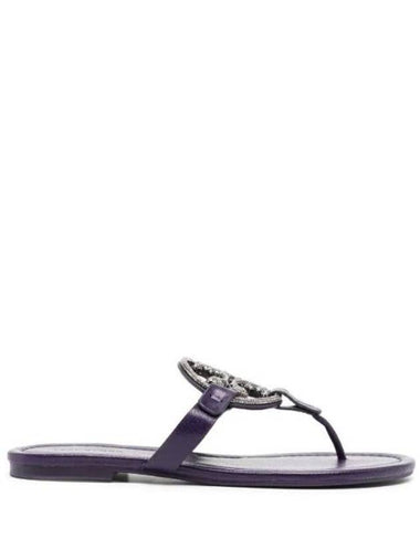 Women's Miller Leather Flip Flops Purple - TORY BURCH - BALAAN 1