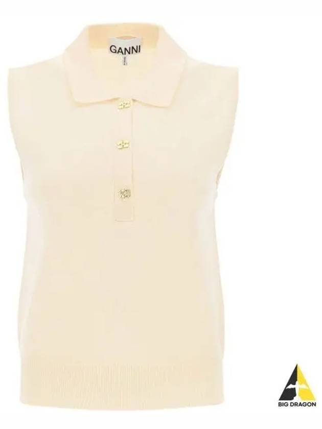 Cashmere Mix Sleeveless Vest Knit Top Ivory - GANNI - BALAAN 2