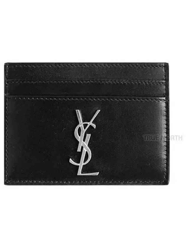 Monogram Card Case in Smooth Leather Black - SAINT LAURENT - BALAAN 2