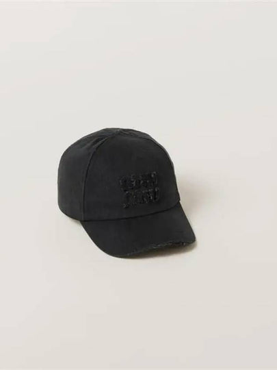 Logo Denim Ball Cap Black - MIU MIU - BALAAN 2