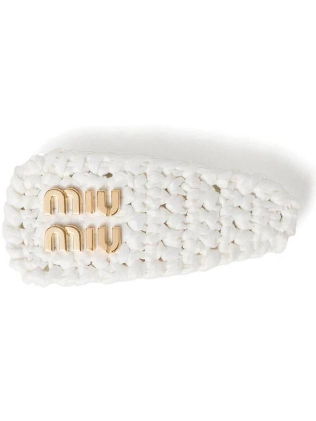 Woven Fabric Hair Clip White - MIU MIU - BALAAN 1