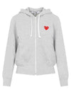 Women's Heart Patch Zip Up Hoodie Grey - COMME DES GARCONS - BALAAN 1