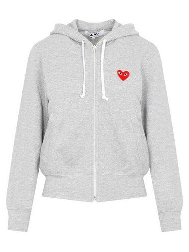 Women's Heart Patch Zip Up Hoodie Grey - COMME DES GARCONS - BALAAN 1