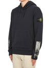 Tape For Print Brushed Cotton Fleece Hoodie Navy - STONE ISLAND - BALAAN 3