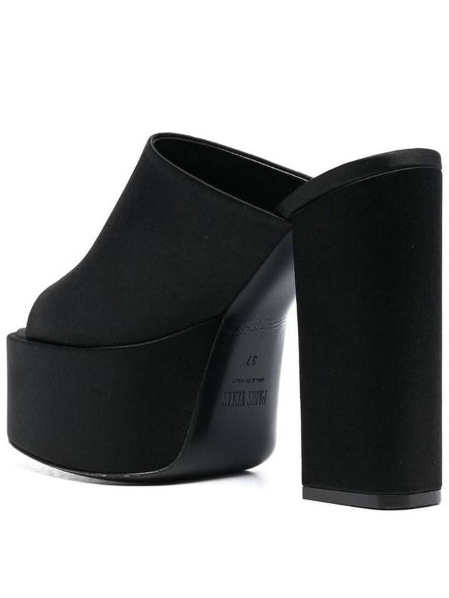 Black Mules With Oversized Platform In Silk Woman - PARIS TEXAS - BALAAN 3