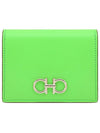 Gancini Compact Half Wallet Lime Green - SALVATORE FERRAGAMO - BALAAN 2