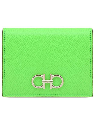 Gancini Compact Half Wallet Lime Green - SALVATORE FERRAGAMO - BALAAN 2