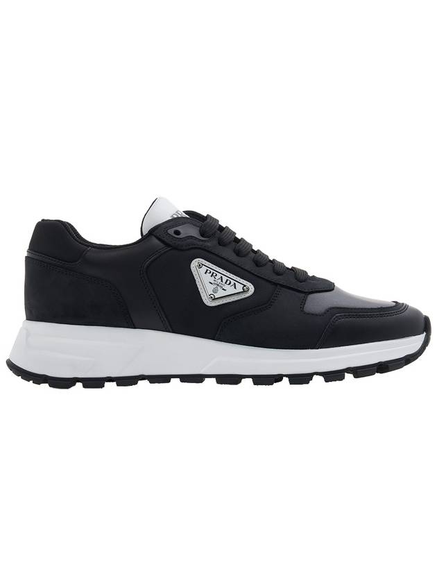 Nubuck Nylon Low Top Sneakers Black - PRADA - BALAAN 3