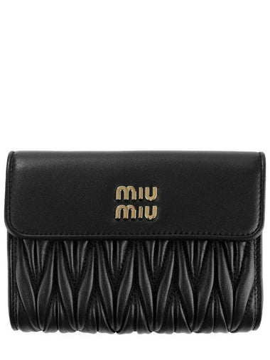 Materasse Nappa Leather Half Wallet Black - MIU MIU - BALAAN 1