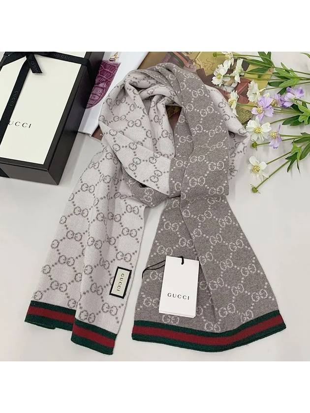 GG Two Tone Wool Scarf Beige - GUCCI - BALAAN 6